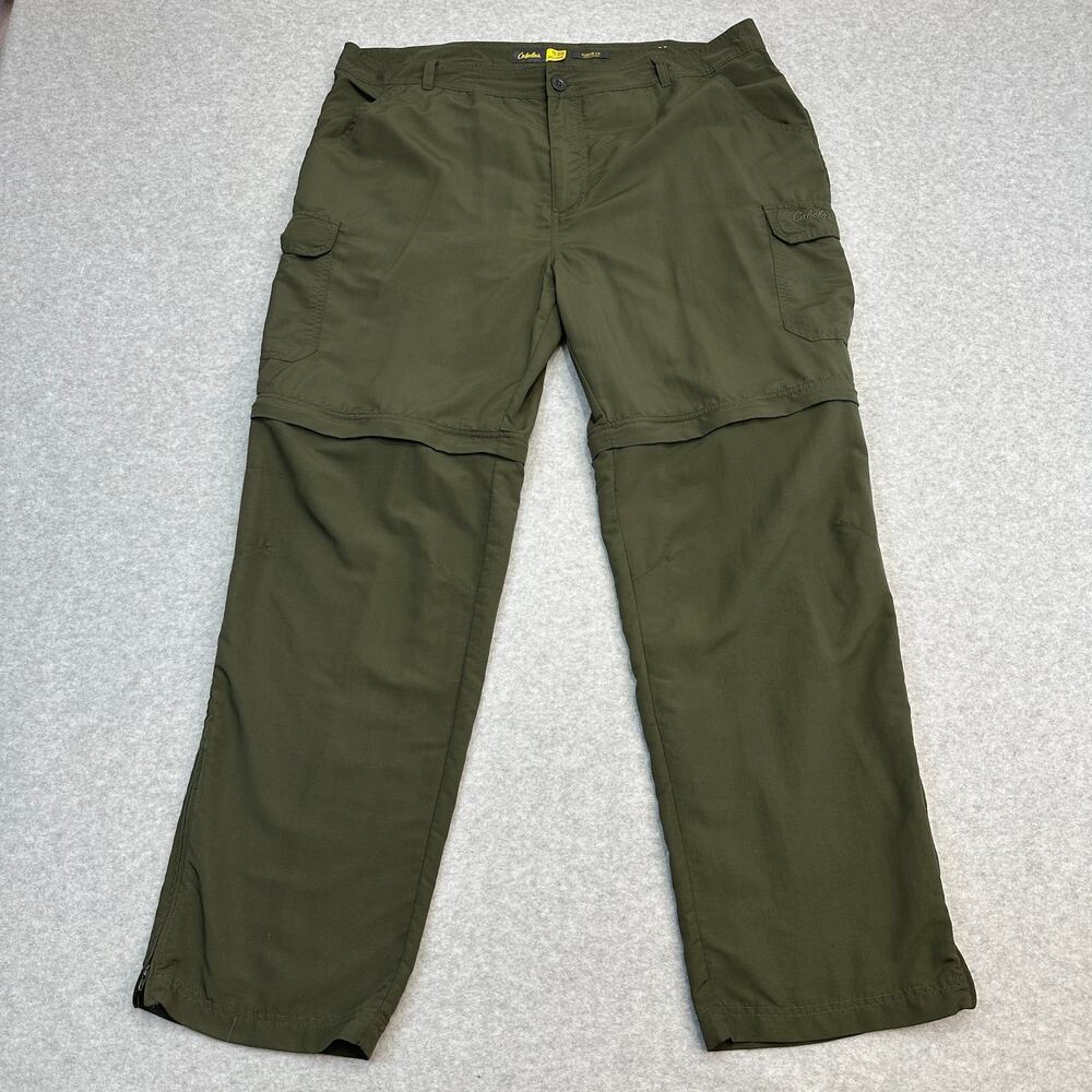 Cabela’s Convertible Hiking Cargo Pants Men 40x32 Army Green Classic Fit Zip-Off